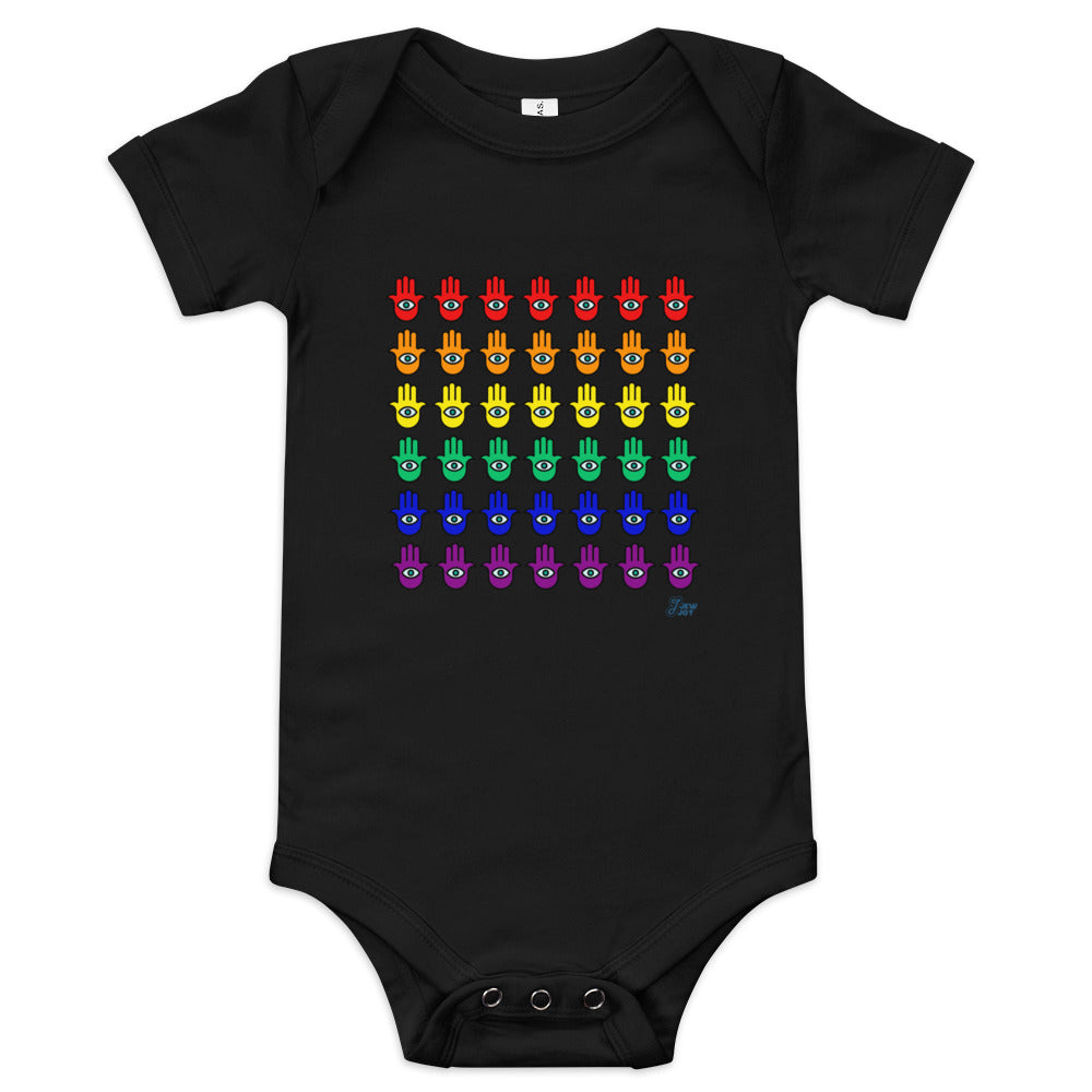 Rainbow Hamsa Grid - Baby One Piece
