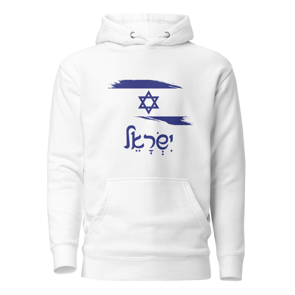 Israel Flag Brush - Premium Pullover Hoodie