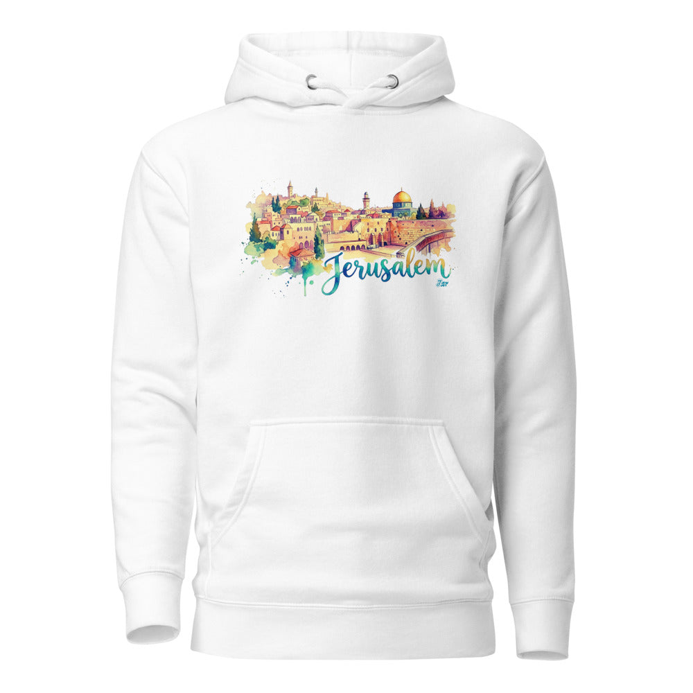 Jerusalem Watercolor - Premium Pullover Hoodie