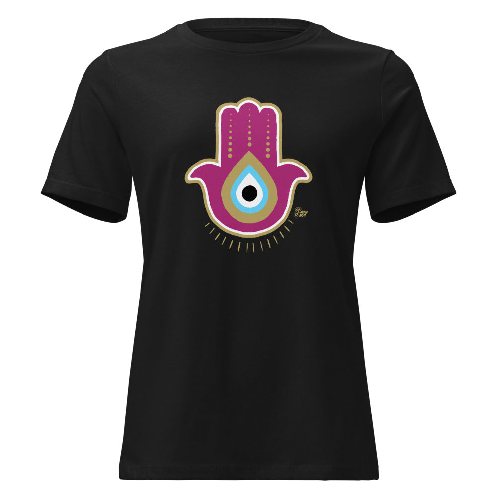 Magenta Hamsa Evil Eye - Women's T-shirt