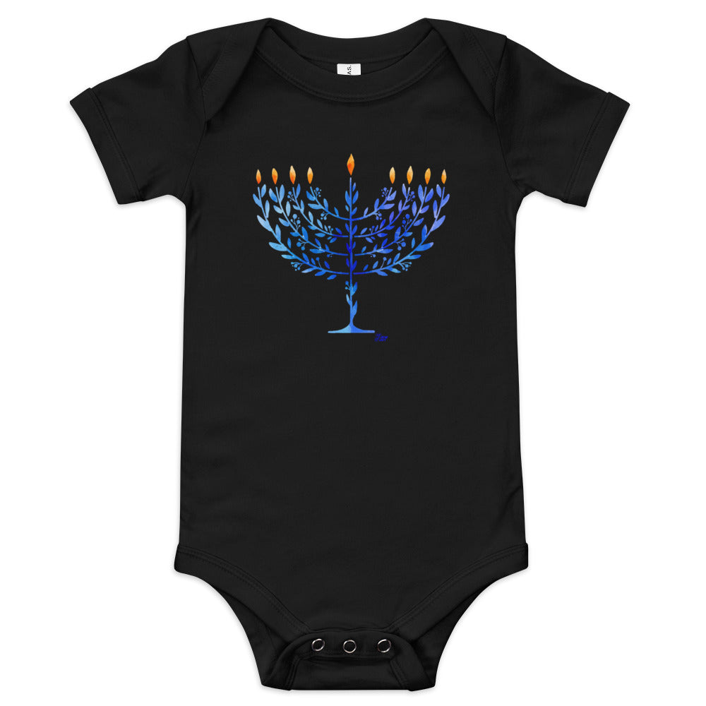 Watercolor Hanukkah Menorah - Baby One Piece