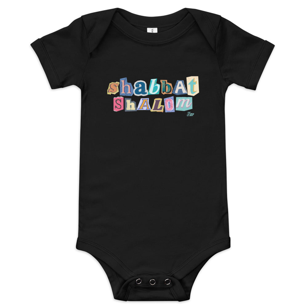 Shabbat Shalom Ransom Letters - Baby One Piece