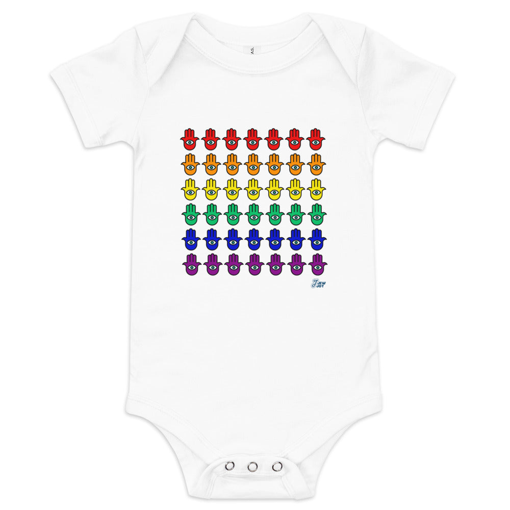 Rainbow Hamsa Grid - Baby One Piece