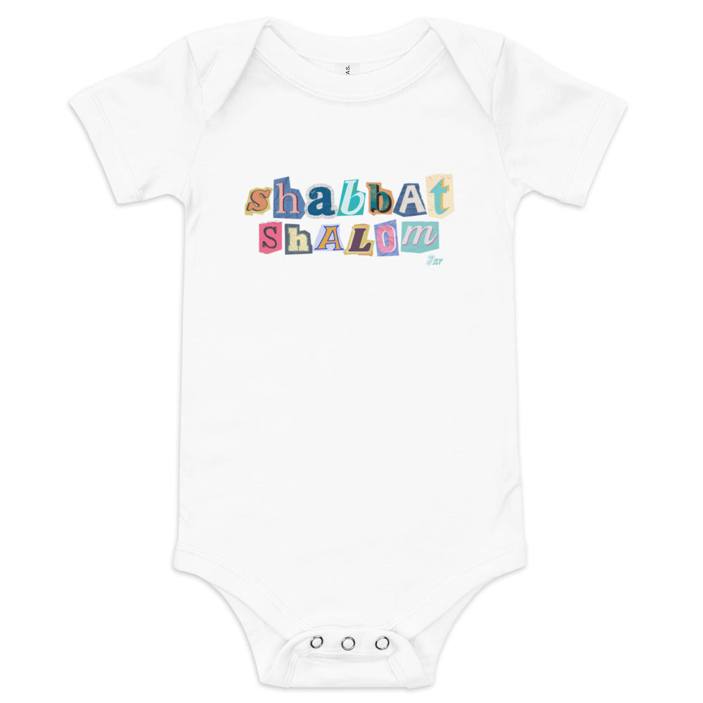 Shabbat Shalom Ransom Letters - Baby One Piece