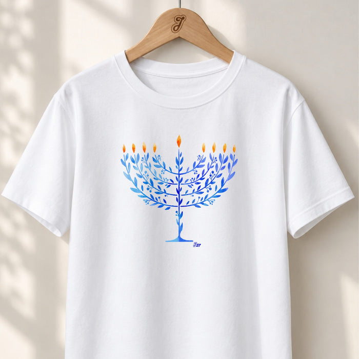 Watercolor Hanukkah Menorah - Unisex T-shirt
