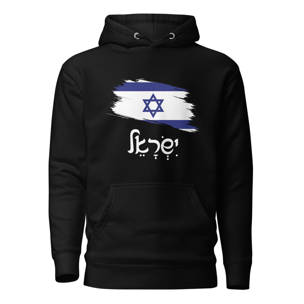 Israel Flag Brush - Premium Pullover Hoodie