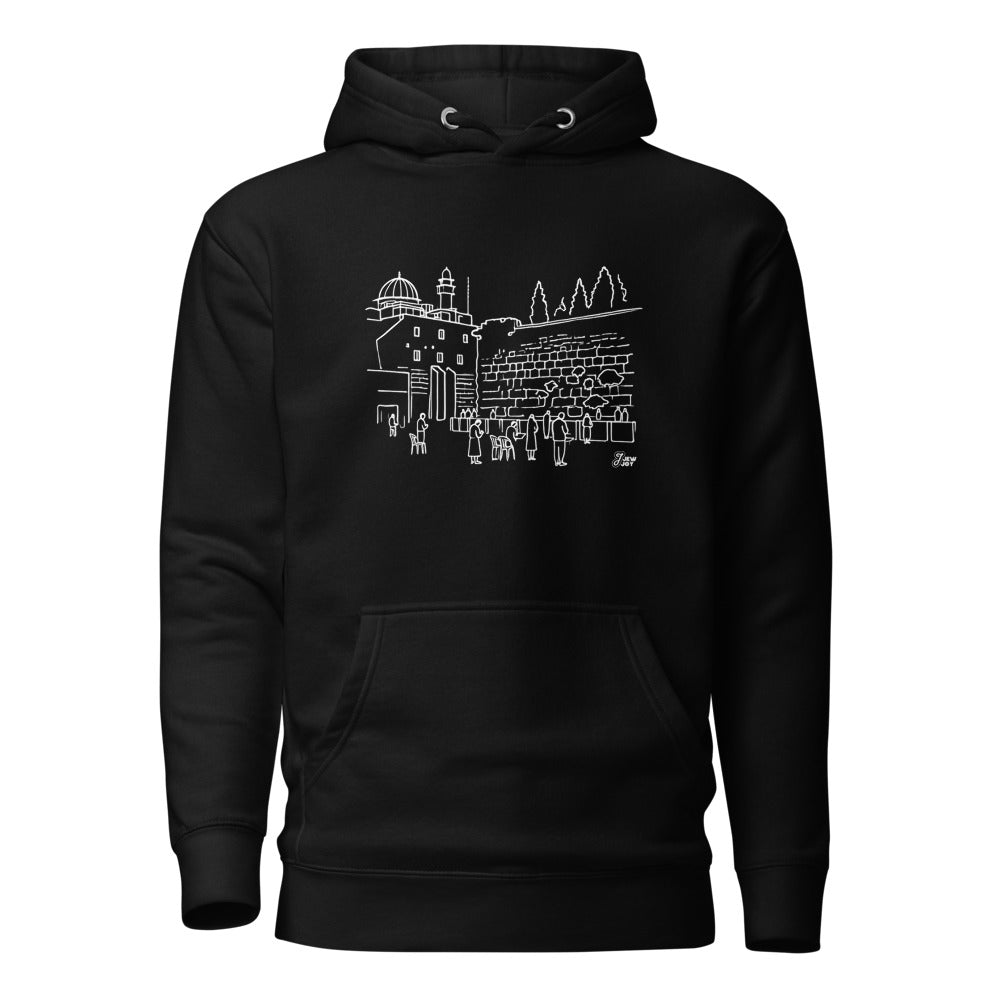 Western Wall Sketch - Premium Pullover Hoodie