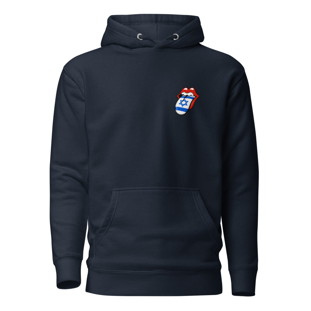 Israel Flag Tongue - Premium Pullover Hoodie