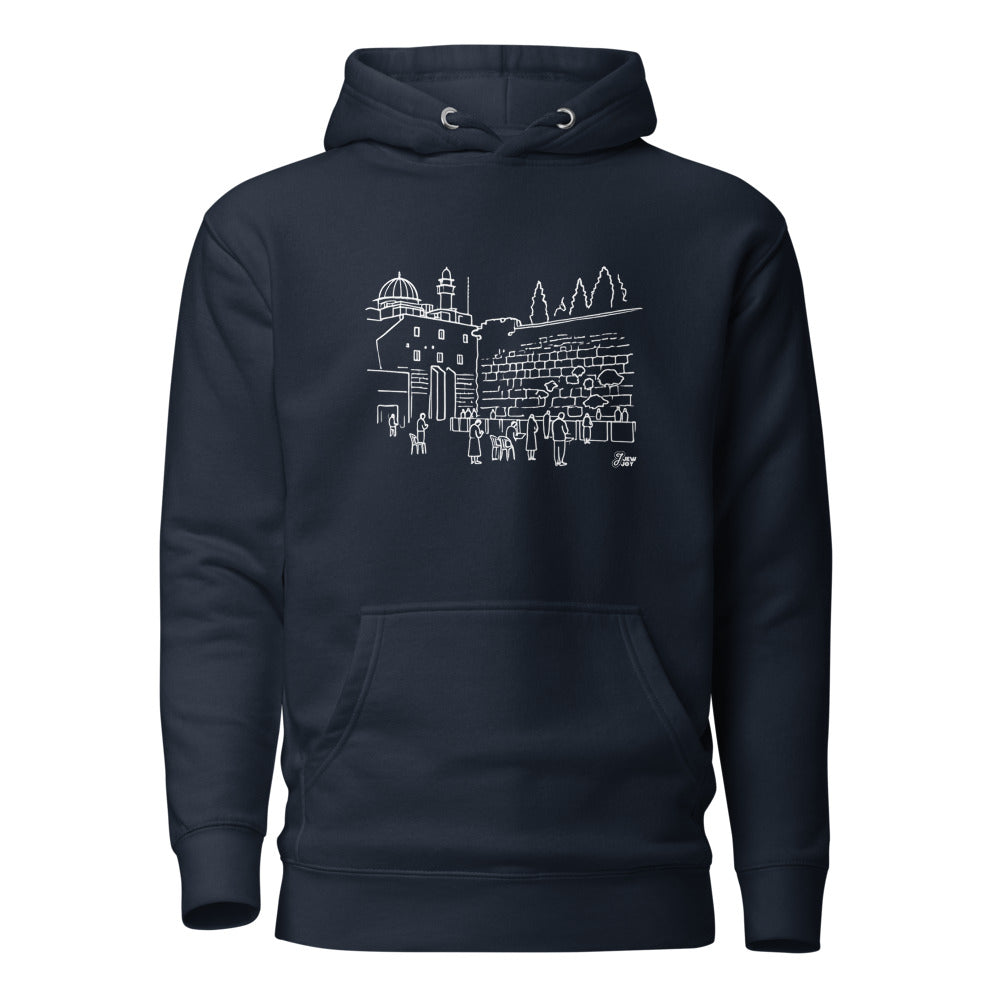 Western Wall Sketch - Premium Pullover Hoodie
