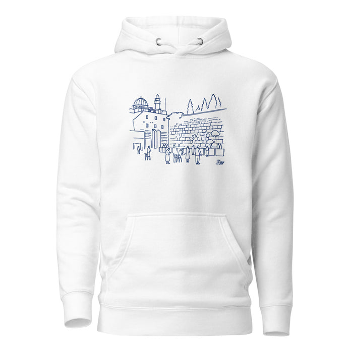 Western Wall Sketch - Premium Pullover Hoodie