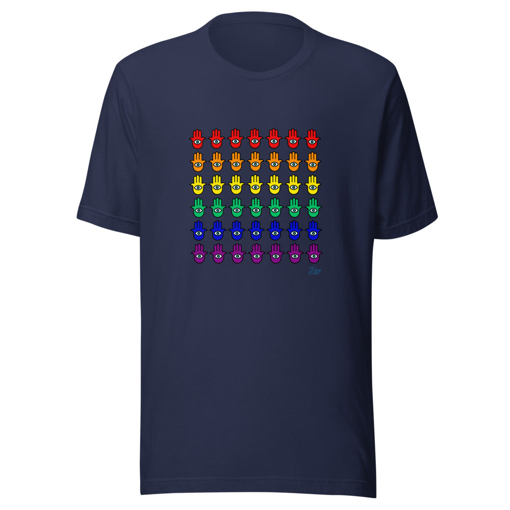 Rainbow Hamsa Grid - Unisex T-shirt