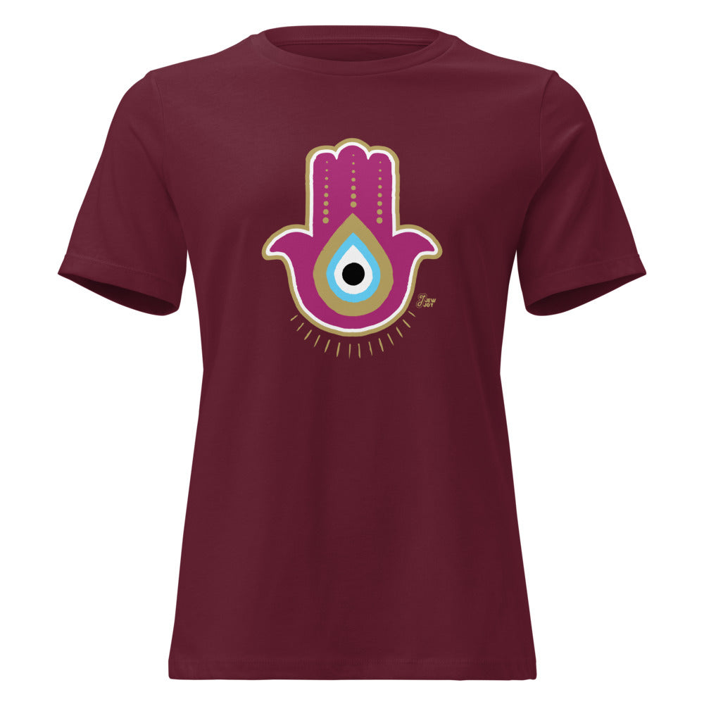 Magenta Hamsa Evil Eye - Women's T-shirt