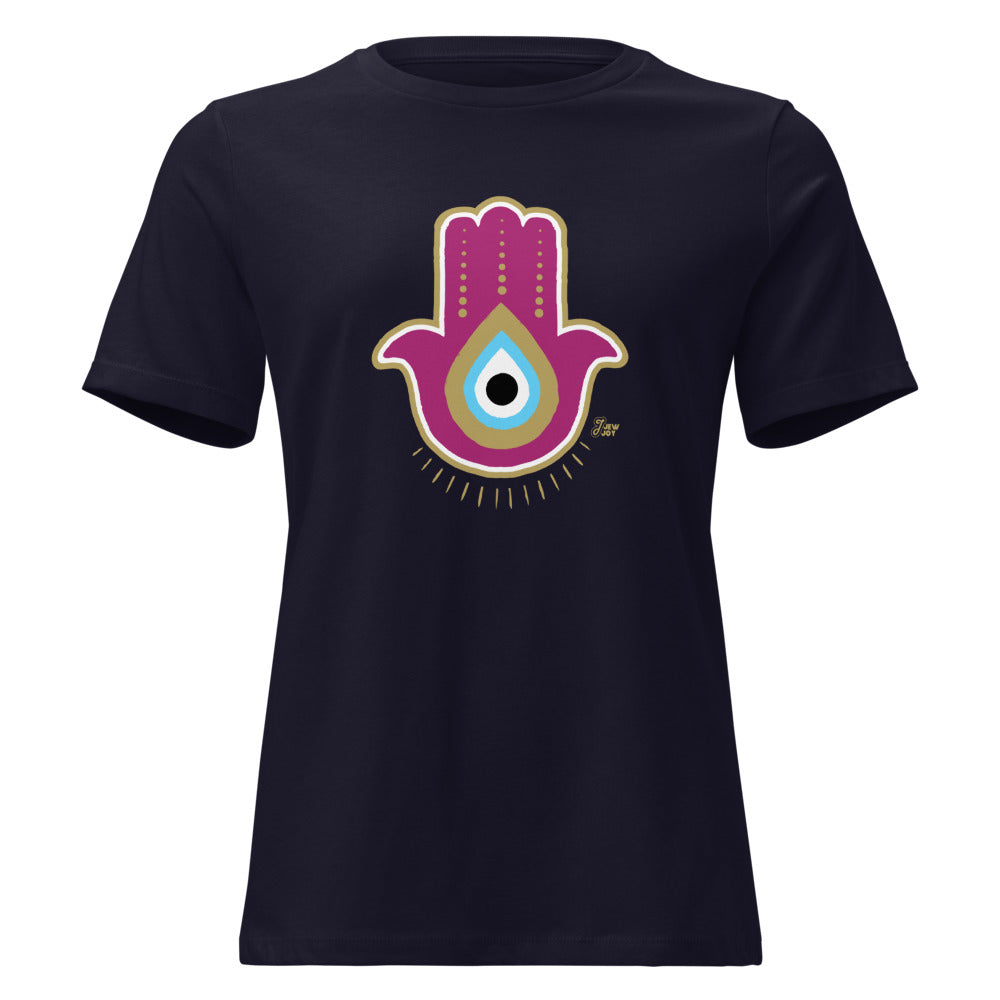 Magenta Hamsa Evil Eye - Women's T-shirt
