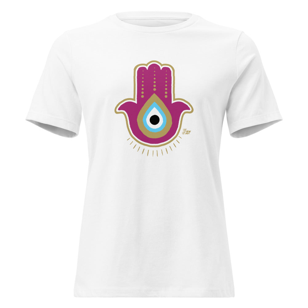 Magenta Hamsa Evil Eye - Women's T-shirt
