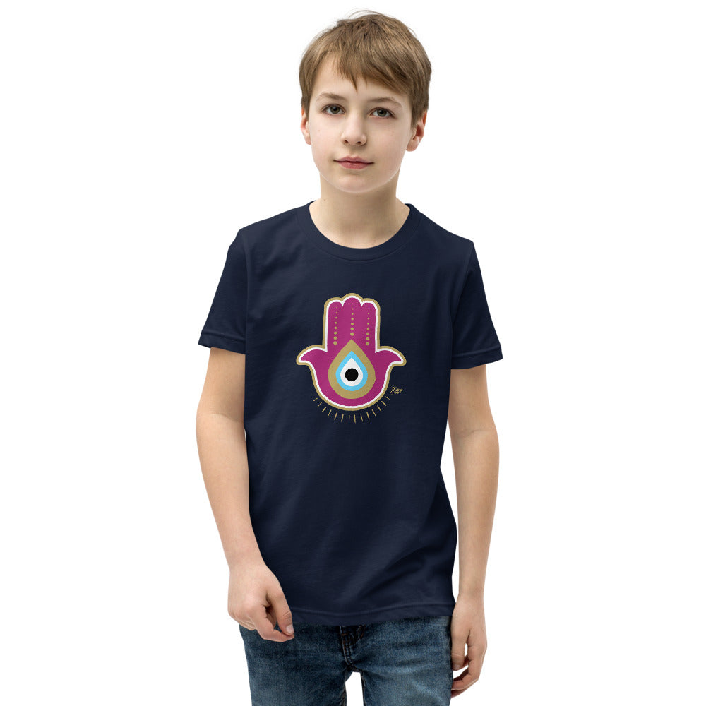 Magenta Hamsa Evil Eye - Youth T-shirt