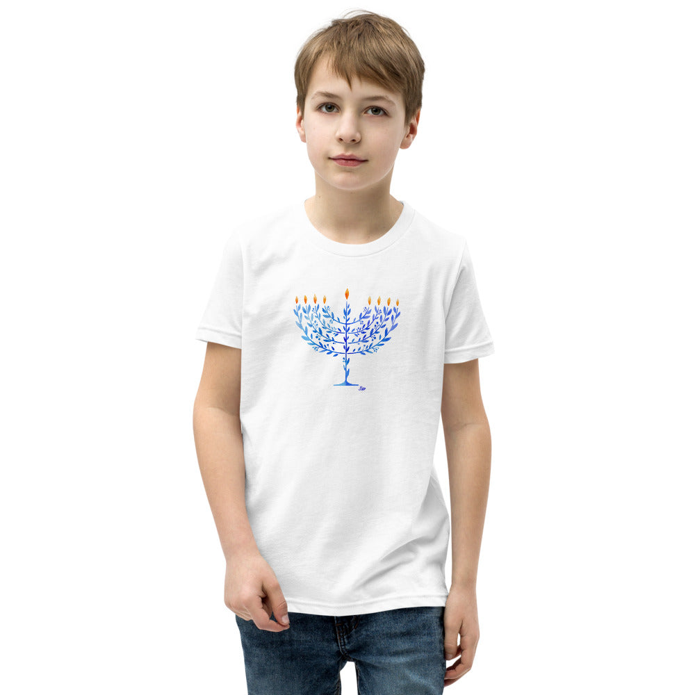 Watercolor Hanukkah Menorah - Youth T-shirt